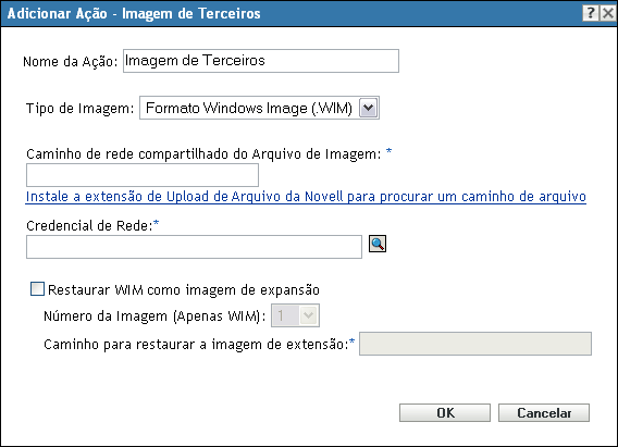 Ação Adicionar/Editar - Imagem de Terceiros