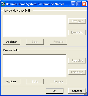 Caixa de diálogo Domain Name System (DNS).