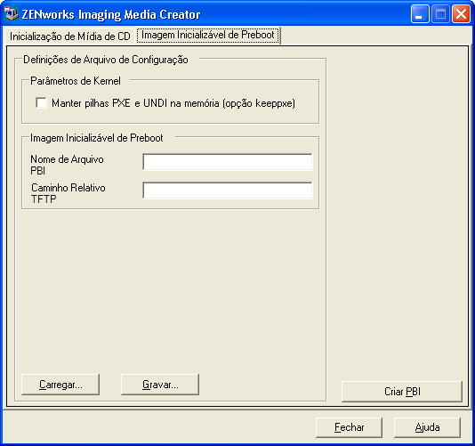 Guia Imaging Media Creator: Preboot Bootable Image (Imagem de Boot de Pré-inicialização)