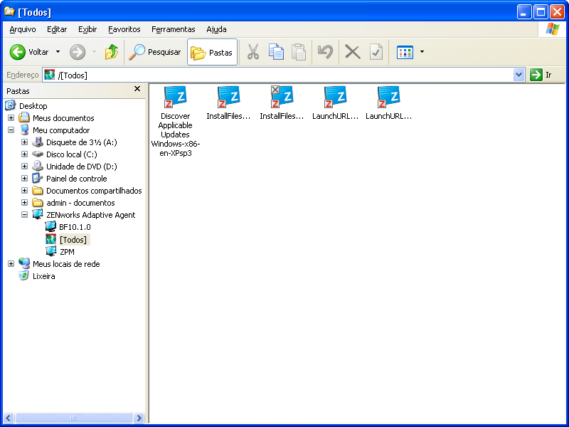 ZENworks Explorer - tela do Windows Explorer