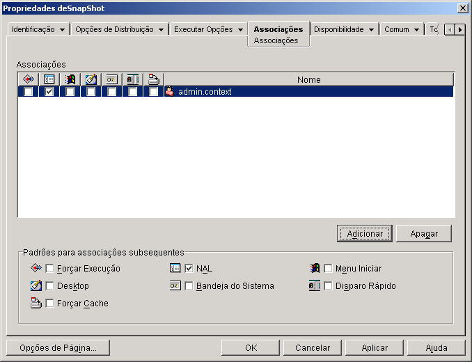 Página Associações