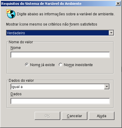 Caixa de diálogo Requisitos do Sistema de Variável do Ambiente
