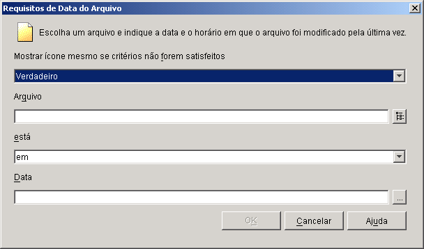 Caixa de diálogo Requisitos de Data do Arquivo