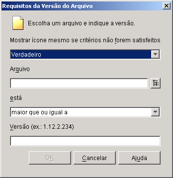 Caixa de diálogo Requisitos da Versão do Arquivo