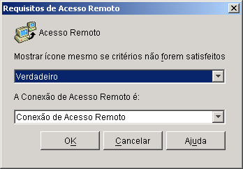 Caixa de diálogo Requisitos de Acesso Remoto