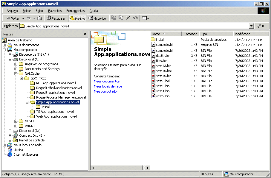 Diretório do cache do NAL em uma unidade local