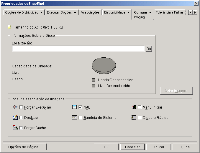 Objeto Aplicativo > guia Comum > página Imaging