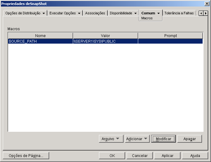 Objeto Aplicativo > guia Comum > página Macros