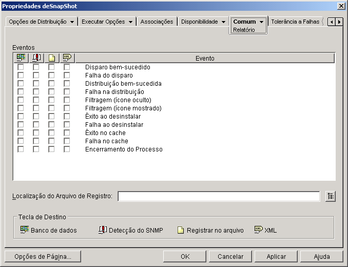 Objeto Aplicativo > guia Comum > página Relatório