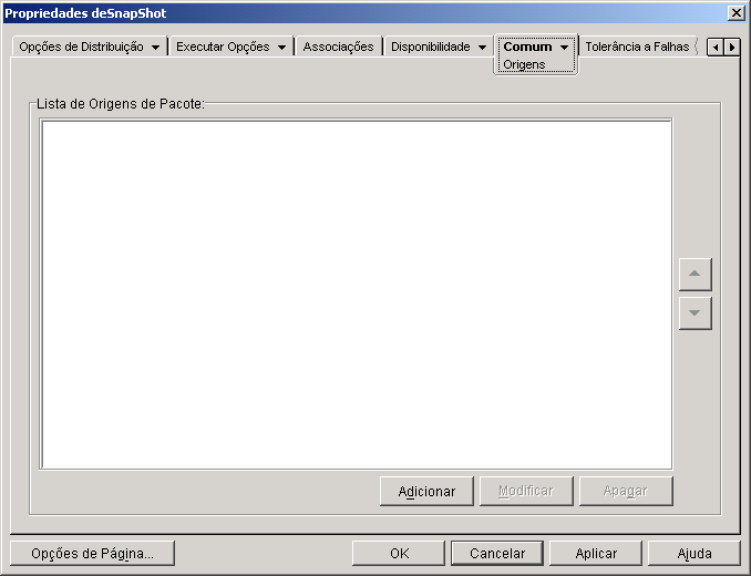 Objeto Aplicativo > guia Comum > página Origens