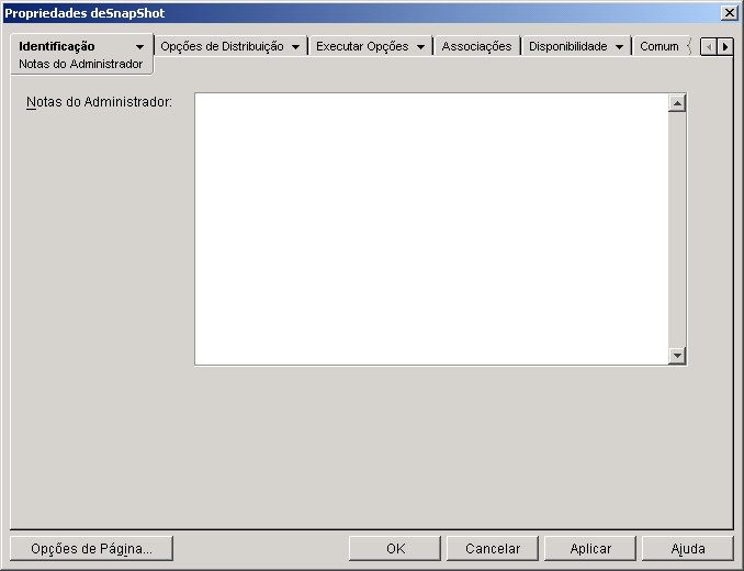 Objeto Aplicativo > guia Identificação > Página Notas do Administrador