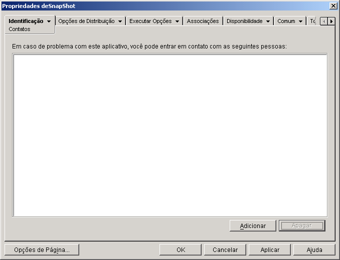 Objeto Aplicativo > guia Identificação > página Contatos