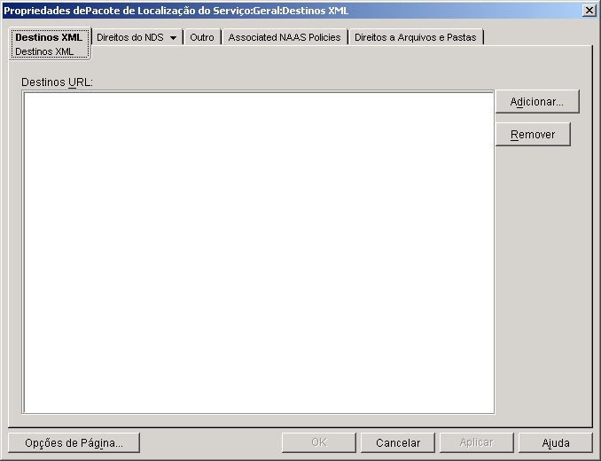 Página Destinos XML