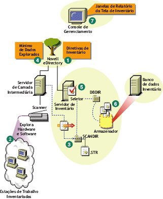 O ciclo de explorao de inventrio no cenrio Standalone consiste em estaes de trabalho que no tm o Novell Client instalado.