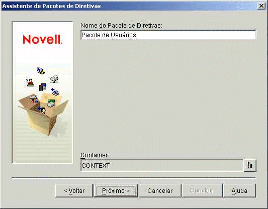 Página do nome do pacote de diretivas no Assistente de Pacotes de Diretivas