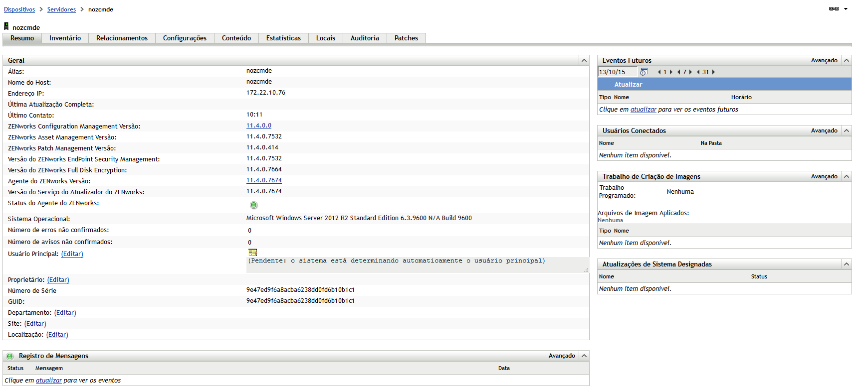 Página Detalhes do Dispositivo