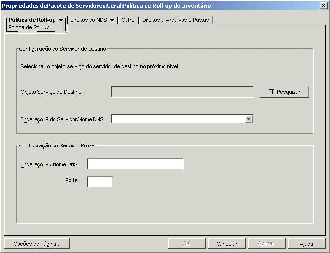 A pgina Poltica de Roll-Up de Inventrio.