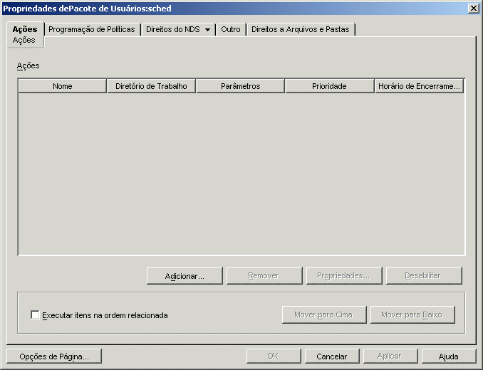 A pgina Aes da poltica de Ao Programada.