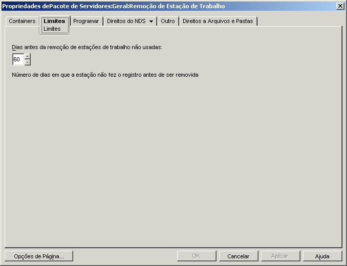 A pgina Limites da poltica de Remoo de Estao de Trabalho.