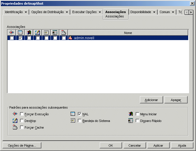 Página Associações