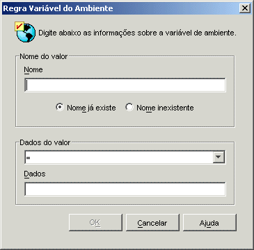 Caixa de dilogo Regra Varivel do Ambiente