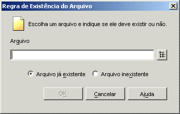 Caixa de dilogo Regra de Existncia do Arquivo