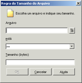 Caixa de dilogo Regra do Tamanho do Arquivo