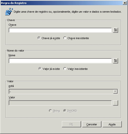 Caixa de dilogo Regra do Registro