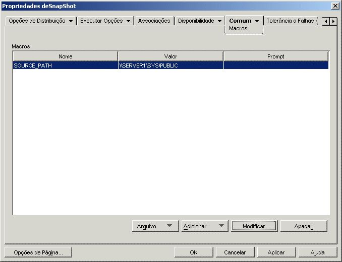 Objeto Aplicativo > guia Comum > pgina Macros