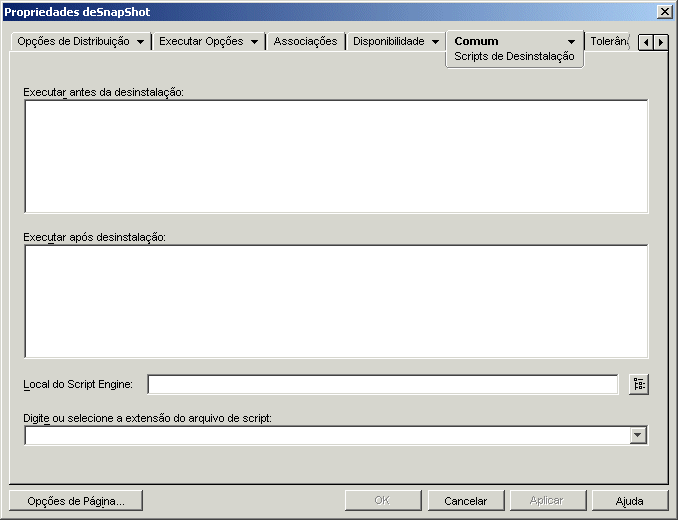 Objeto Aplicativo > guia Comum > Scripts de Desinstalao