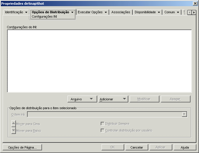 Pgina Configuraes INI