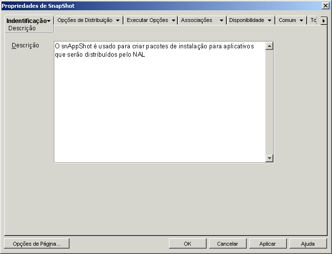 Objeto Aplicativo > guia Identificao > pgina Descrio