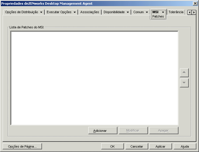 Objeto Aplicativo > guia MSI > pgina Patches
