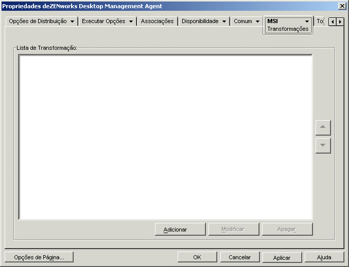 Objeto Aplicativo > guia MSI > pgina Transformaes
