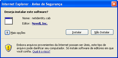 Internet Explorer - caixa de dilogo Aviso de segurana