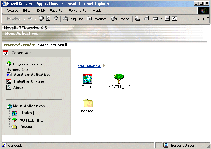 Tela Browser de Aplicativos