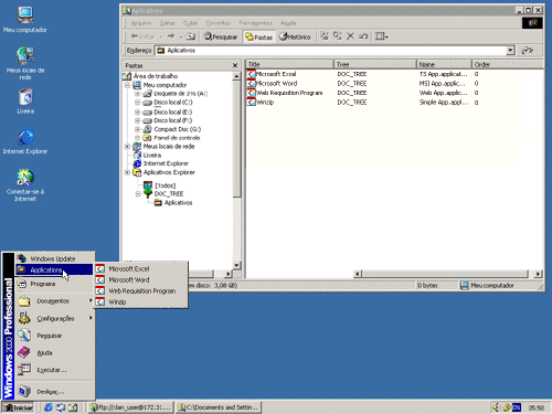 Janela Explorador de Aplicativos