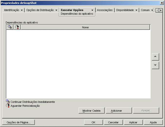 Pgina Dependncias do Aplicativo do objeto Aplicativo
