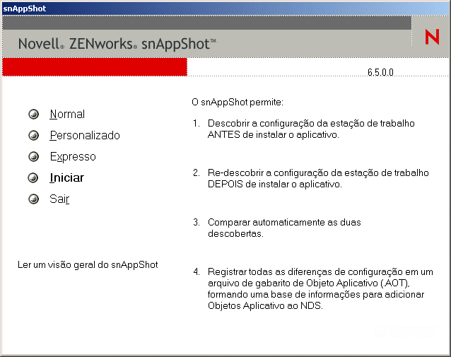 Menu principal do snAppShot