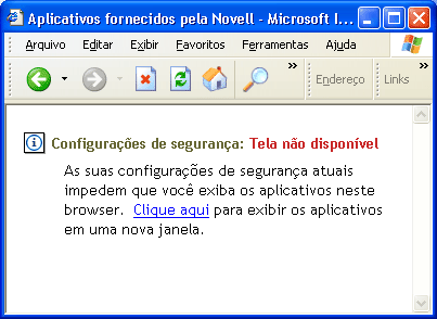 Pgina de aviso de segurana do Internet Explorer.