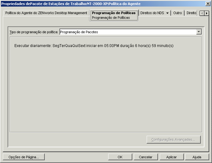 A pgina Programao de Polticas.