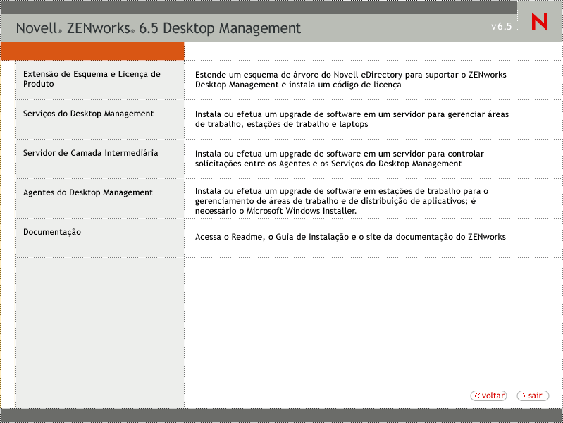Programa de instalao do ZENworks 6.5 > pgina Desktop Management