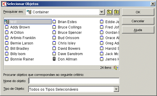 Caixa de dilogo Selecionar Objetos
