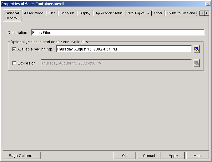 Propriedades do Objeto Aplicativo com a pgina Geral exibida