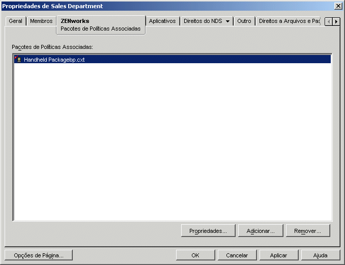 Pgina Pacotes de Polticas Associadas