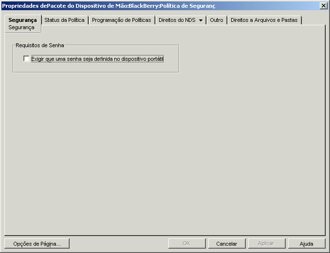 Pgina Segurana da Poltica de Segurana do BlackBerry