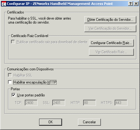 Caixa de diálogo Configurar IP - Ponto de Acesso do ZENworks Handheld Management