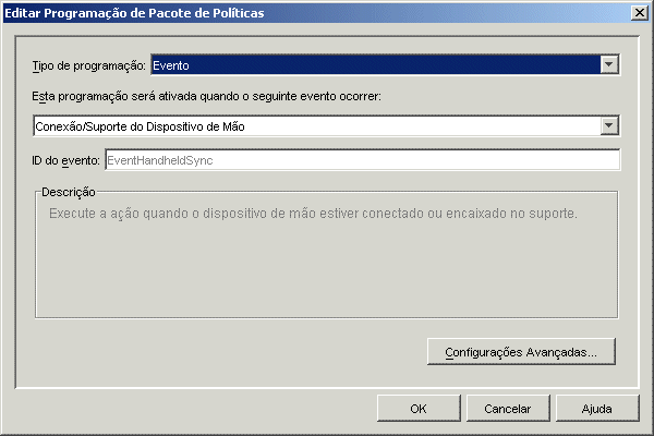 Caixa de dilogo Programao de Pacote Padro
