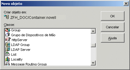 Caixa de dilogo Novo Objeto