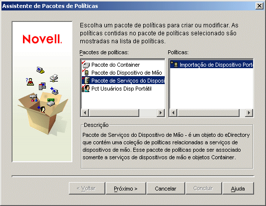Pgina Assistente de Pacotes de Polticas